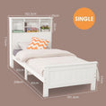 Load image into Gallery viewer, Single Size Solid Pine Timber Bed Frame with Bookshelf Headboard- White