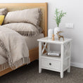 Load image into Gallery viewer, 2-tier Bedside Table with Storage Drawer 2 PC Rustic White