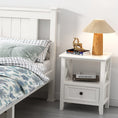 Load image into Gallery viewer, 2-tier Bedside Table with Storage Drawer 2 PC Rustic White
