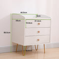 Load image into Gallery viewer, Winston 3-Drawer Nightstand Bedside Table with Gold Steel Legs Tray Top White