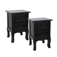 Load image into Gallery viewer, French Bedside Table Nightstand Black Set of 2