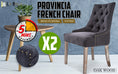 Load image into Gallery viewer, La Bella 2 Set Black (Charcoal) French Provincial Dining Chair Amour Oak Leg