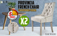 Load image into Gallery viewer, Holly 2 Set Cream French Provincial Dining Chair Amour Oak Leg