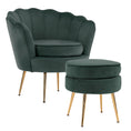Load image into Gallery viewer, Velvet Armchair + Ottoman Lounge Retro Accent Chair Upholstered Couch Sofa Seater