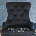 Load image into Gallery viewer, La Bella Black French Provincial Dining Chair Ring Studded Lisse Velvet Rubberwood