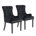 Load image into Gallery viewer, La Bella 2 Set Black French Provincial Dining Chair Ring Studded Lisse Velvet Rubberwood