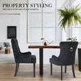 Load image into Gallery viewer, La Bella 2 Set Black French Provincial Dining Chair Ring Studded Lisse Velvet Rubberwood