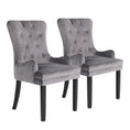 Load image into Gallery viewer, Holly 2 Set Grey French Provincial Dining Chair Ring Studded Lisse Velvet Rubberwood