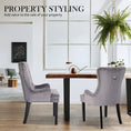 Load image into Gallery viewer, La Bella 2 Set Grey French Provincial Dining Chair Ring Studded Lisse Velvet Rubberwood