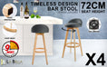 Load image into Gallery viewer, Holly 4 Set 72cm Grey Wooden Bar Stool Leila Fabric