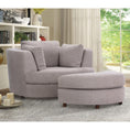 Load image into Gallery viewer, Sunshine Single Sofa Love Chair Fabric Swivel Armchair Ottoman Set - Steel