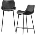 Load image into Gallery viewer, Brando Set of 2 PU Leather Upholstered Bar Chair Metal Leg Stool Vintage Grey