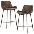 Load image into Gallery viewer, Karine Set of 2 PU Leather Upholstered Bar Chair Metal Leg Stool - Brown
