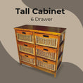 Load image into Gallery viewer, Hyssop Tallboy 6 Chest of Drawers Cane Bedroom Kitchen Bathroom Storage Shelf