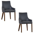 Load image into Gallery viewer, Tuberose Dining Chair Set of 2 PU Leather Solid Acacia Wood Furniture Dark Grey