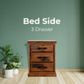 Load image into Gallery viewer, Umber Bedside Tables 3 Drawers Storage Cabinet Shelf Side End Table - Dark Brown