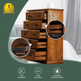 Load image into Gallery viewer, Umber Tallboy 6 Chest of Drawers Solid Pine Wood Storage Cabinet - Dark Brown