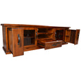 Load image into Gallery viewer, Umber ETU Entertainment TV Unit 220cm 2 Door 1 Drawer Pine Wood - Dark Brown