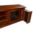 Load image into Gallery viewer, Umber ETU Entertainment TV Unit 220cm 2 Door 1 Drawer Pine Wood - Dark Brown
