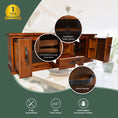 Load image into Gallery viewer, Umber ETU Entertainment TV Unit 220cm 2 Door 1 Drawer Pine Wood - Dark Brown