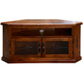 Load image into Gallery viewer, Umber Corner ETU Entertainment TV Unit 126cm 2 Door Solid Pine Wood - Dark Brown