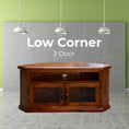 Load image into Gallery viewer, Umber Corner ETU Entertainment TV Unit 126cm 2 Door Solid Pine Wood - Dark Brown
