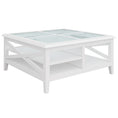 Load image into Gallery viewer, Daisy Coffee Table 100cm Glass Top Solid Acacia Wood Hampton Furniture - White