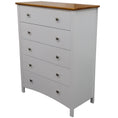 Load image into Gallery viewer, Lobelia Tallboy 5 Chest of Drawers Solid Rubber Wood Bed Storage Cabinet - White