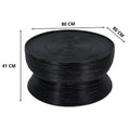 Load image into Gallery viewer, Leia Rattan Round Coffee Table 80cm with Glass Top - Distressed Black
