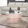 Load image into Gallery viewer, Clover Rattan Round Coffee Table 80cm with Glass Top - Whitewash