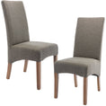 Load image into Gallery viewer, Aksa Fabric Upholstered Dining Chair Set of 2 Solid Pine Wood Furniture - Grey
