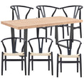 Load image into Gallery viewer, Petunia 7pc 180cm Dining Table Set 6 Wishbone Chair Elm Timber Wood Metal Leg