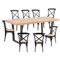 Load image into Gallery viewer, Petunia 9pc 210cm Dining Table Set 8 Cross Back Chair Elm Timber Wood Metal Leg