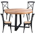 Load image into Gallery viewer, Petunia 5pc 120cm Round Dining Table Set 4 Cross Back Chair Elm Timber Wood