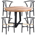 Load image into Gallery viewer, Daisy 5pc 120cm Round Dining Table Set 4 Wishbone Chair Elm Timber Wood