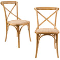 Load image into Gallery viewer, Aster Crossback Dining Chair Set of 2 Solid Birch Timber Wood Ratan Seat - Oak