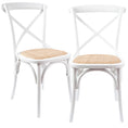 Load image into Gallery viewer, Aster Crossback Dining Chair Set of 2 Solid Birch Timber Wood Ratan Seat - White