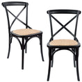 Load image into Gallery viewer, Aster Crossback Dining Chair Set of 2 Solid Birch Timber Wood Ratan Seat - Black