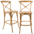 Load image into Gallery viewer, Aster 2pc Crossback Bar Stools Dining Chair Solid Birch Timber Rattan Seat - Oak