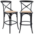 Load image into Gallery viewer, Aster 2pc Crossback Bar Stools Dining Chair Solid Birch Timber Rattan Seat Black