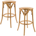 Load image into Gallery viewer, Aster 2pc Round Bar Stools Dining Stool Chair Solid Birch Timber Rattan Seat Oak