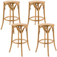 Load image into Gallery viewer, Aster 4pc Round Bar Stools Dining Stool Chair Solid Birch Wood Rattan Seat Oak