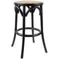 Load image into Gallery viewer, Aster Round Bar Stools Dining Stool Chair Solid Birch Timber Rattan Seat Black
