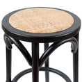 Load image into Gallery viewer, Aster Round Bar Stools Dining Stool Chair Solid Birch Timber Rattan Seat Black