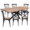 Load image into Gallery viewer, Lantana 7pc 210cm Dining Table 6 Black X-Back Chair Set Live Edge Acacia Wood