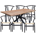 Load image into Gallery viewer, Lantana 7pc 180cm Dining Table 6 Black Wishbone Chair Set Live Edge Acacia Wood