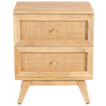Load image into Gallery viewer, Manly Bedside Table 2 Drawer Storage Cabinet Solid Mango Wood Rattan