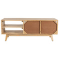 Load image into Gallery viewer, Olearia ETU Entertainment TV Unit 117cm Solid Mango Wood Rattan 2 Door Natural