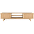 Load image into Gallery viewer, Olearia ETU Entertainment TV Unit 175cm Solid Mango Wood Rattan 2 Door Natural