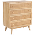 Load image into Gallery viewer, Olearia Storage Cabinet Buffet Chest of 4 Drawer Mango Wood Rattan Natural